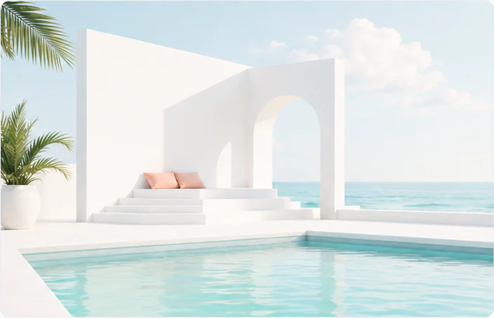 Pastel poolside architecture video preview